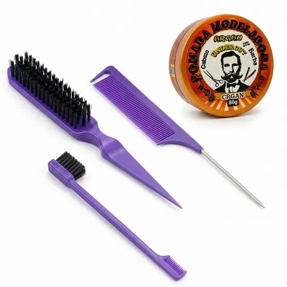 Kit Baby Hair Profissional + Cera Argan 80g Fixação Perfeita e Longa Duração