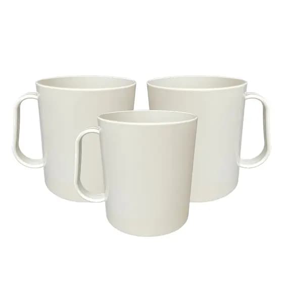 Kit C/ 15 Caneca Plástica Branca e Preta Escolar Leite Lisa