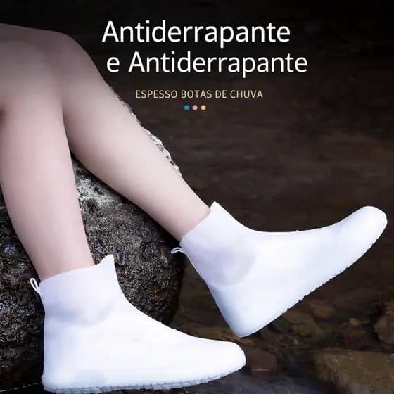 Capa de Chuva para Sapato Silicone Impermeável Antiderrapante Reutilizável Cor Sortida
