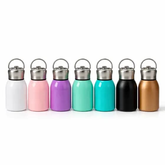 Garrafa Térmica Mini 300ml Portátil com Alça Tampa em Inox Compacta para Café Chá e Água