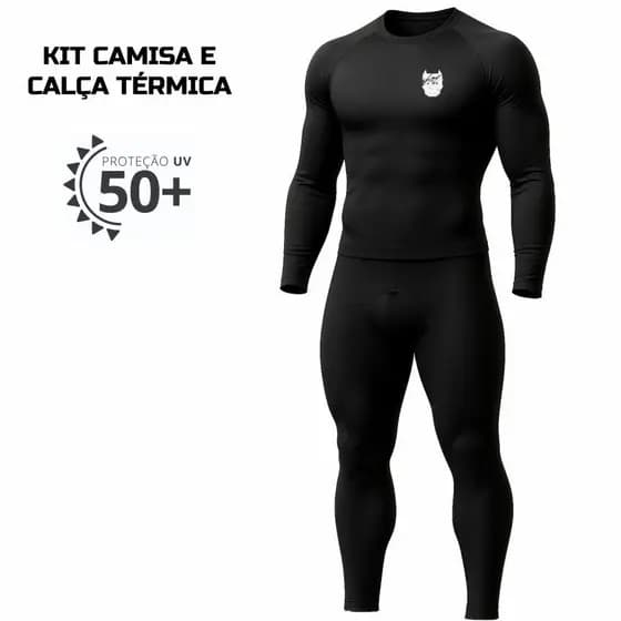 Kit 2 peças camiseta térmica de manga longa e calça respiráveis para treino de fitness na academia.