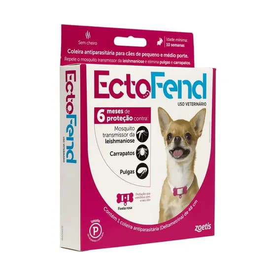 Ectofend Coleira Antiparasitária 65Cm Rosa Porte Pequeno Zoetis