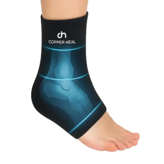 Tornozeleira Térmica Gel Quente e Fria Copper Heal Alívio de Dores Inchaços e Lesões