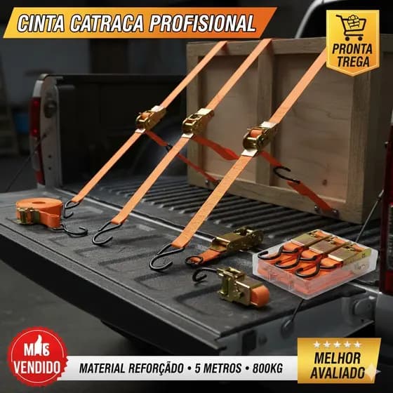 4 Cintas Amarrar Carga Moto Caçamba Picape Catraca Caminhão