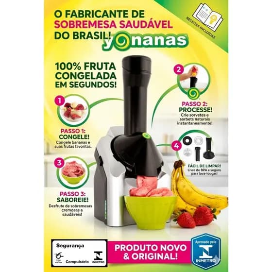 Sorveteira Yonanas Original - Processador de Frutas Congeladas Sobremesa Saudável