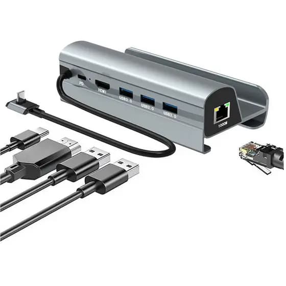 6 Em 1 Estação De Dock Com Porta RJ45 LAN Para Nintendo Switch 2/Steam Deck/Rog Ally/Nintendo Switch(OLED)