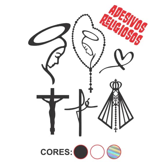 Kit Adesivos Religiosos Cruz Coração Santa Paz Decoração Fé Carros Motos