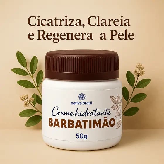 Creme de Barbatimão 50g Regenera e Restaura a Pele | Cicatrizante e Hidratação Natural Acne Melasma