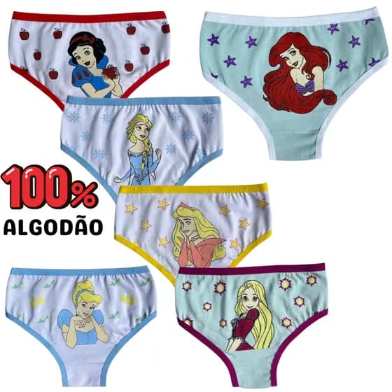 Kit Calcinha Infantil Menina Personagem Calcinha Algodão Macia e Respirável Promoçao Calcinha
