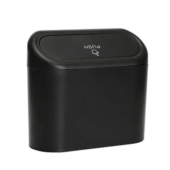 Mini Lixeira Portátil Para Veículos Preta com Tampa (6704)