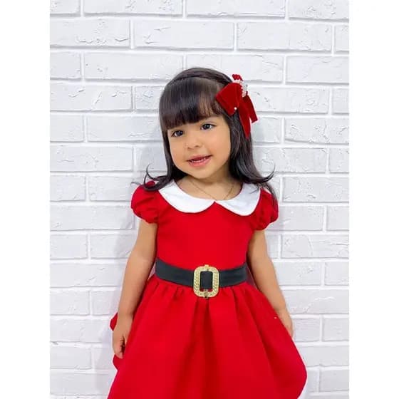 Vestido mamãe Noel infantil vestido natalino festa luxo para fotos natal mêsversario look natal