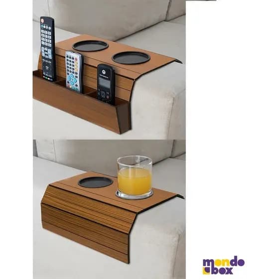 Melhor Kit Esteiras Suporte Braço Sofá Porta Controles e Porta Copos em Mdf Flexivel