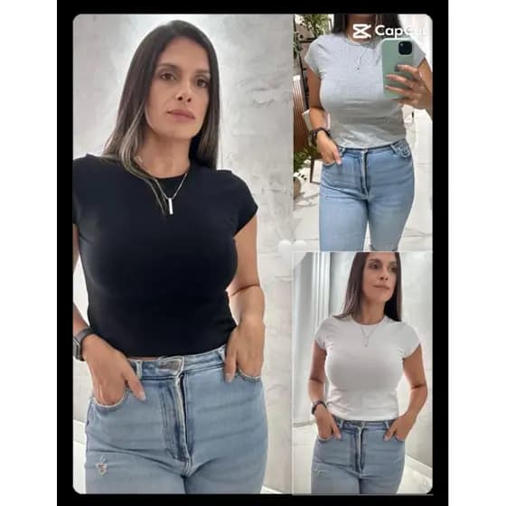 Blusa básica kit3 baby look
