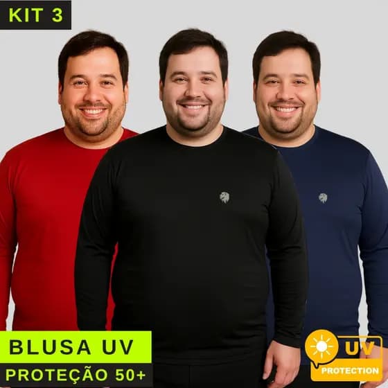Kit 2 Camisa Camiseta Proteção Uvb50 Blusa Térmica Masculina
