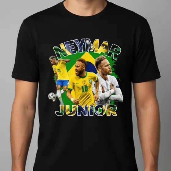 Camiseta Neymar Jr Masculina Algodão Estampa Digital DTF Quatro Modelos