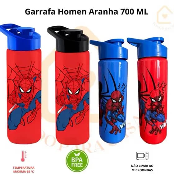 Garrafa Agua Squeeze Plasduran Plástico 700 ml Bpa Free Homem Aranha