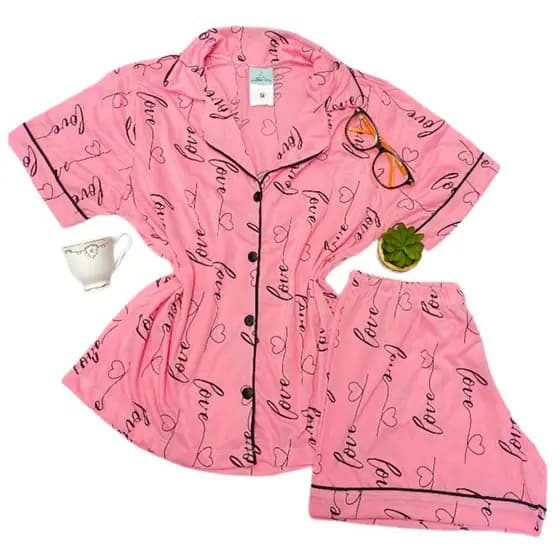 Pijama americano Feminino Short Doll blogueira com abertura e botões estampas variadas malha