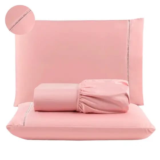 Cama Casal Solteiro 2 Peças Micro Percal 400 Fios Ponto Palito