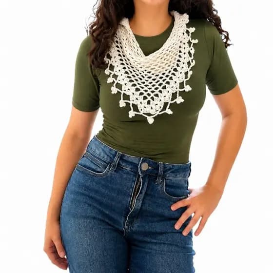 Bandana de Crochê Lenço de Crochê Artesanal 100% Algodão Tendência 2026