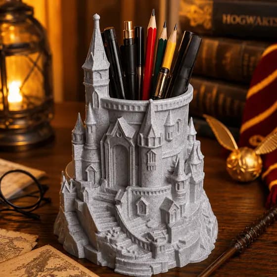 PORTA CANETA CASTELO MÁGICO – ORGANIZADOR DE MESA DECORATIVO ESTILO HOGWARTS