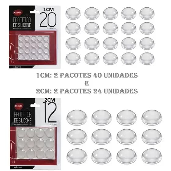 Conjunto 4 Pacotes 12 E 20Uns Protetor Protetores Adesivo Silicone Anti-Impacto Redondo Transparente