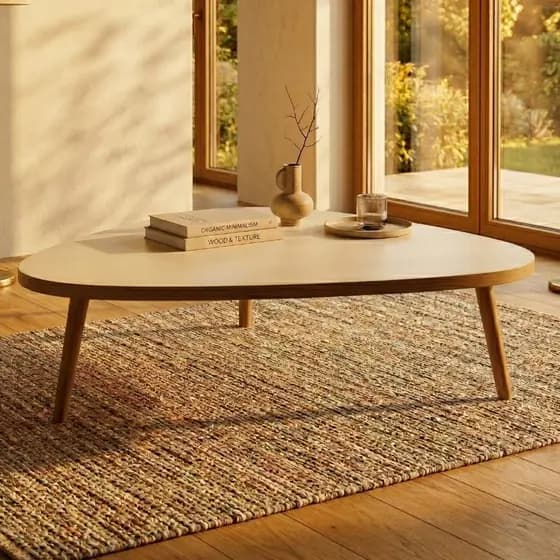 Mesa de Centro Orgânica Moderna Para Sala Pés Madeira Lar