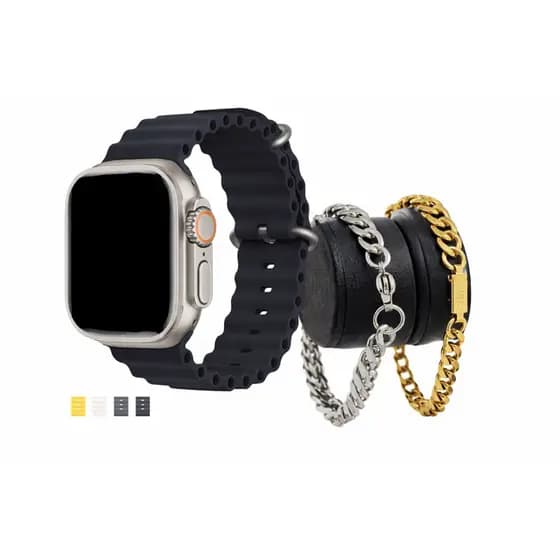 Relógio Premium Ultra + Pulseiras Masculinas Aço Inox Prata e Dourada Luxo