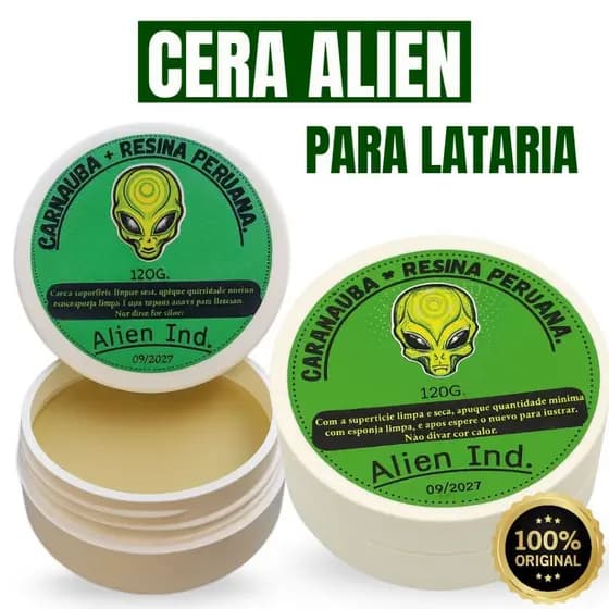 Cera Automotiva Carnaúba Alien Ind - Espelhamento Cerâmico Polimento Tira Riscos Repele Água 120g