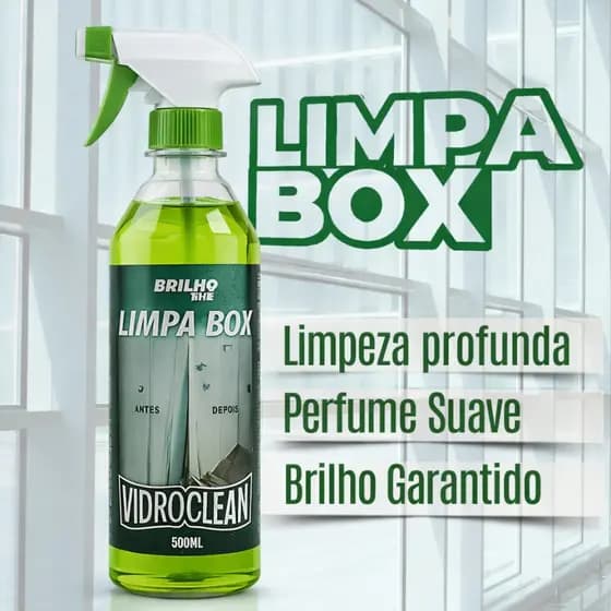 Limpa Box Vidro Banheiro Blindex Vidroclean Brilho Mil 500ml | Remove Gordura, Mancha e Calcário