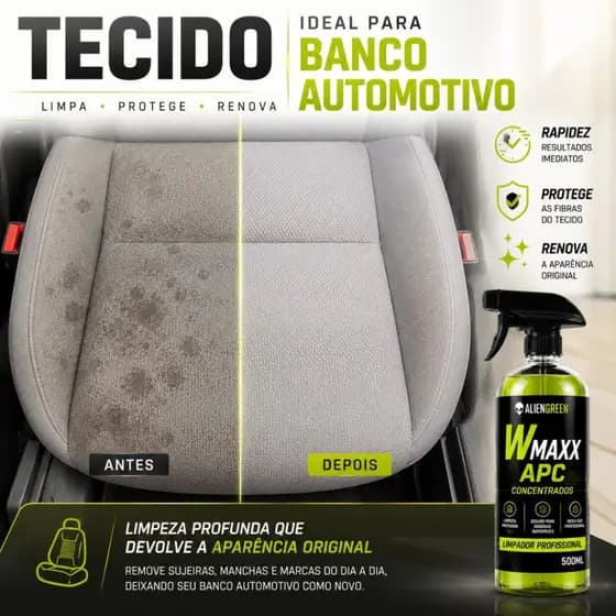 Limpa Estofado Automotivo Multiuso APC 500ml Wmaxx Concentrado - Higienização Bancos Tetos