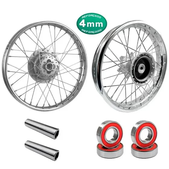 Roda Traseira+dianteira Bros 125/150 Tambor Tork C/Espaçador e Rolamento