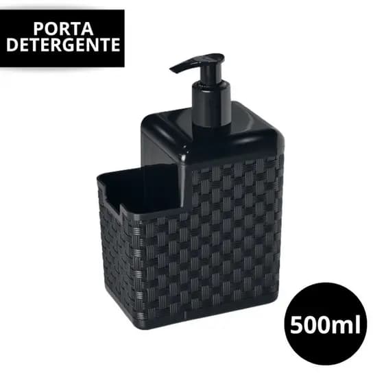 Porta Detergente Dispenser Com Suporte Bucha 500ml Bico Dosador Preto Amarzenamento Porta Sabão Sabonete Liquido