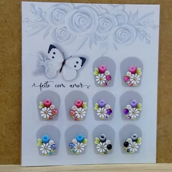 60 Adesivos para unhas, 100 % Artesanal com Pedrarias Jóias Unha Strass e jóias para unhas