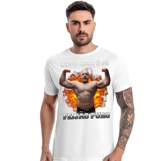 Camiseta Treino Academia | "Minha dieta é só feijão" - lula maromba, divertido, treino Camisa Personalizada Maromba