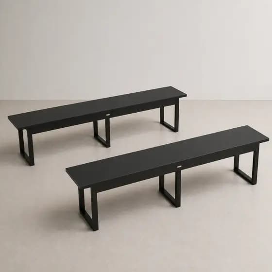 Kit 2 Bancos em MDF Preto 190cm Banco Retangular Moderno Reforçado para Área Gourmet