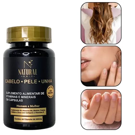 Vitamina para crescimento capilar e combate a queda Natural Hair caps c/60cps