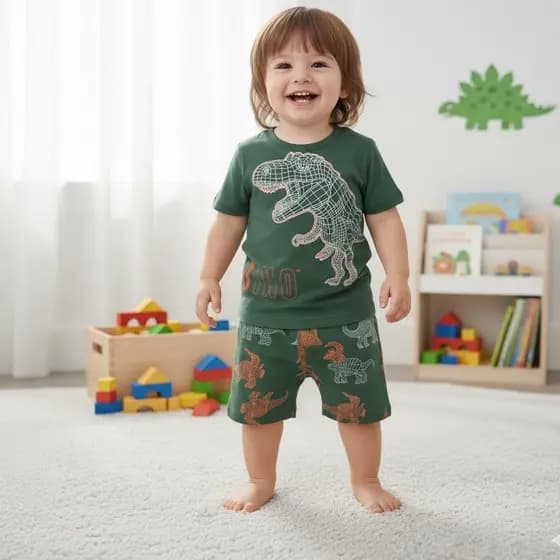 Pijama infantil Menino dinossauro brilha no escuro kyly