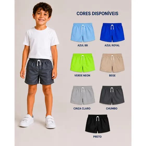 4 Bermudas infantil elastico menino short masculino tactel praia piscina tamanhos