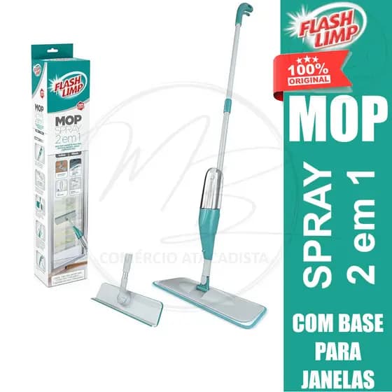 Mop Spray Flash Limp Verde MOP6064 2 Em 1 Com Reservatório