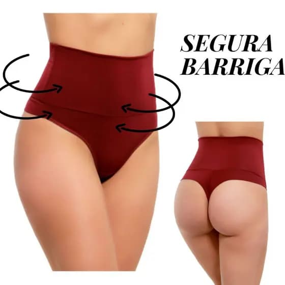 Kit 3 Calcinhas Fio Duplo Cos Alto Segura Barriga Calcinha Cinta Modeladora