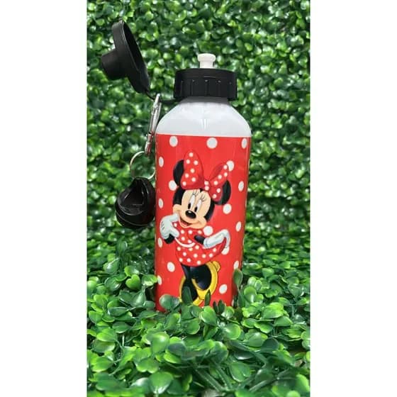 Garrafa Personalizada Minnie Mouse com Nome 600ml Alumínio Squeeze Cantil Disney Infantil