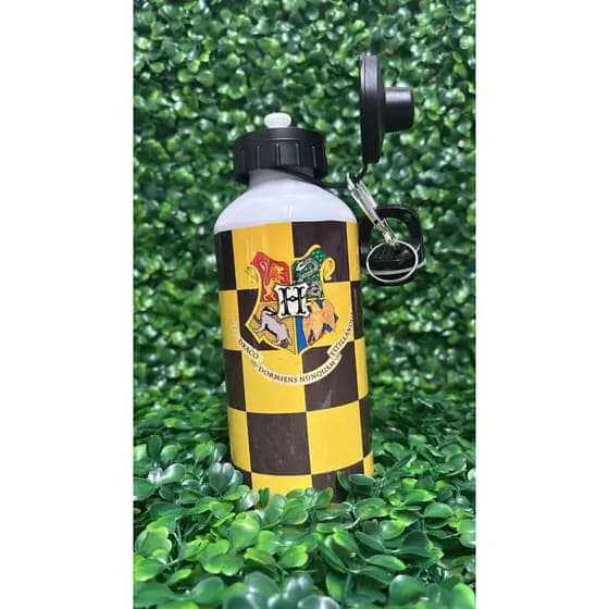 Garrafa Personalizada Lufa-Lufa Harry Potter com Nome 600ml Alumínio Squeeze Hogwarts Geek