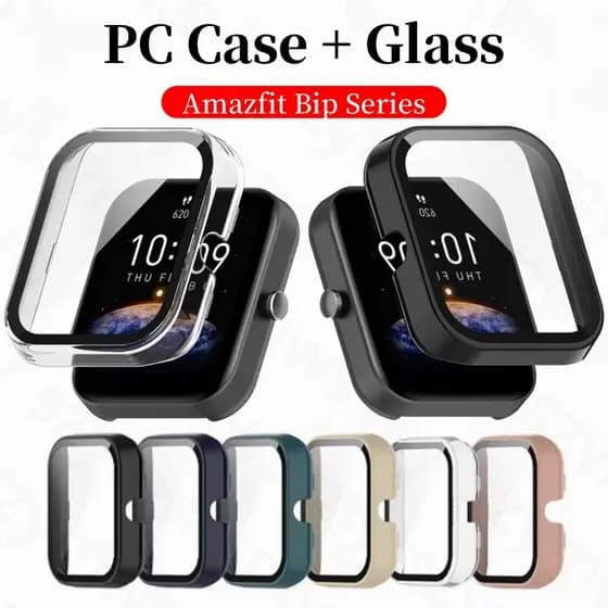 Para Amazfit bip max 6 5 3 3 Pro Cobertura Completa PC Protetor Caso Capa Com De Tela De Vidro Temperado Bip6 Bip5