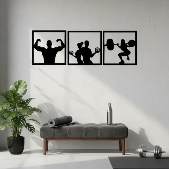 Quadros Decorativos de academia 3 peças | em MDF 3mm - acompanha dupla face