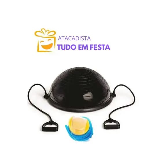 Meia Bola BOSU Suiça de Equilibrio Antiderrapante Balance Ball Pilates Equilíbrio Alça PRETA
