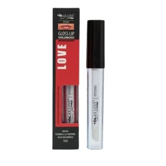 Batom Lip Gloss labial volumoso 01 Max Love brilho conforto durabilidade maquiagem aumenta boca