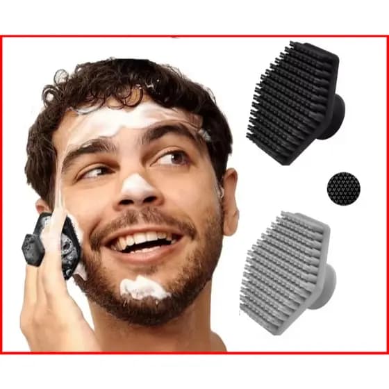 Escova de silicone para limpeza facial, esfoliante unissex, escova de barba, massagem