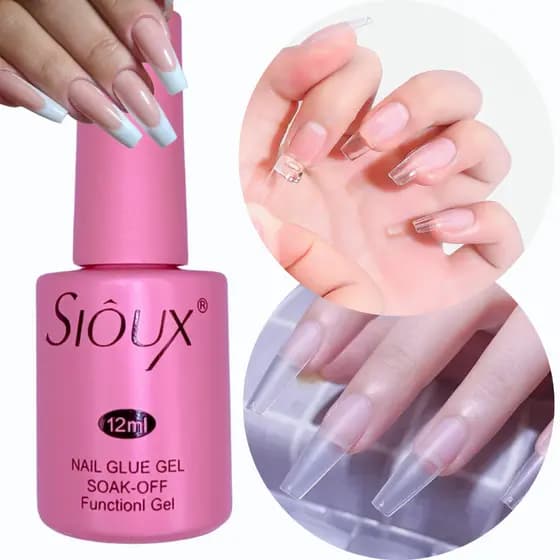 Gel Base Cola De Unha Postiça Em Gel Liquida UV/LED Sioux Gel Base Cola Softgel e Unha Postiça Cola Sioux 12ml