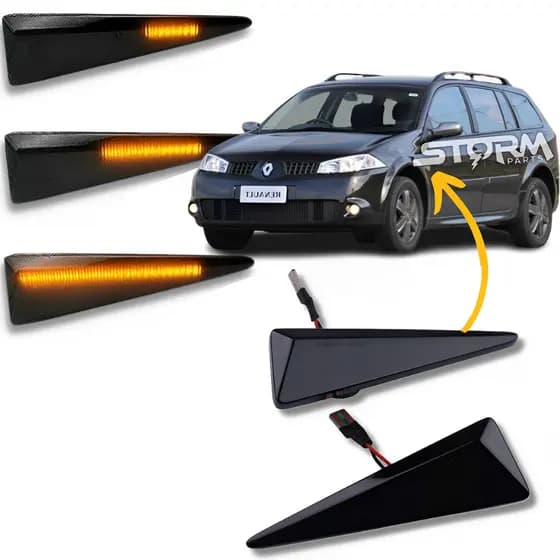 Pisca Seta Sequencial Renault Megane Grand Tour ano 2006 a 2013 PAR Lâmpada com lente Sinal repetidor luz Led paralama