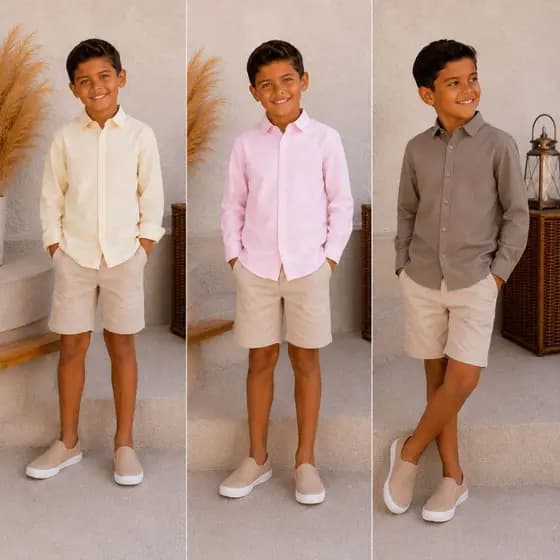 Camisa Infantil Social Manga Longa Algodão com Elastano Premium Igreja Formatura Pronto Entrega